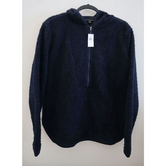 Banana Republic 779566 Women's Sz S Preppy Navy Blue Sherpa Half-Zip Hoodie $80 - Picture 1 of 9